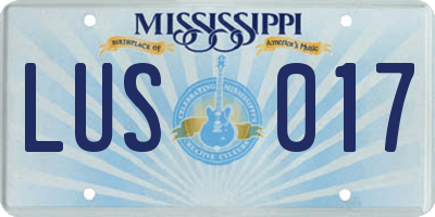 MS license plate LUS017