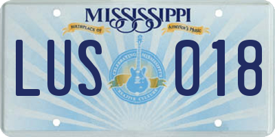 MS license plate LUS018