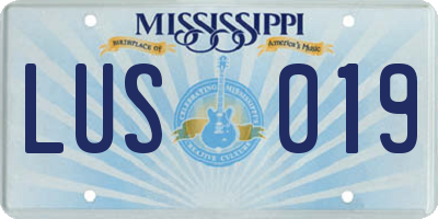 MS license plate LUS019