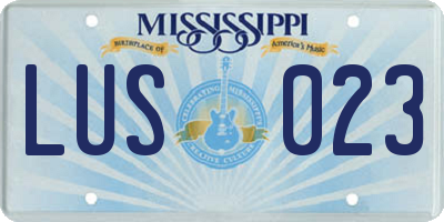 MS license plate LUS023