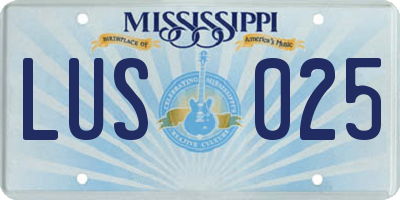 MS license plate LUS025