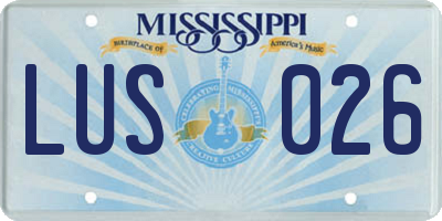 MS license plate LUS026
