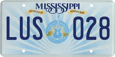 MS license plate LUS028