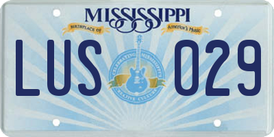 MS license plate LUS029
