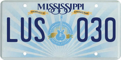 MS license plate LUS030