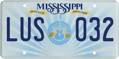 MS license plate LUS032