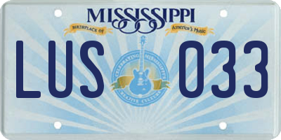 MS license plate LUS033