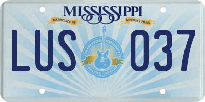 MS license plate LUS037