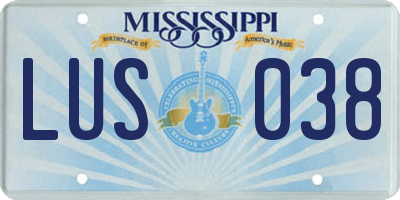 MS license plate LUS038