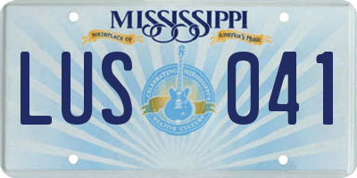 MS license plate LUS041
