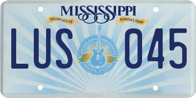 MS license plate LUS045