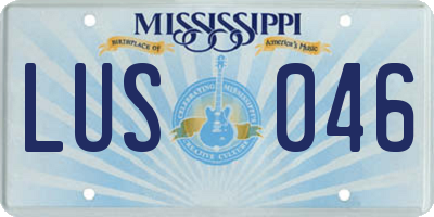 MS license plate LUS046