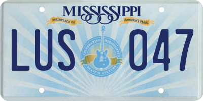 MS license plate LUS047