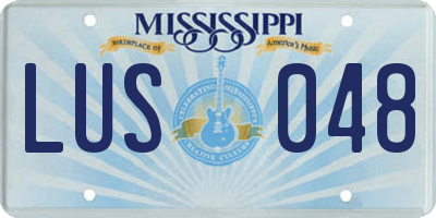 MS license plate LUS048
