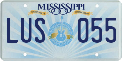 MS license plate LUS055