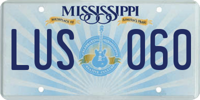 MS license plate LUS060