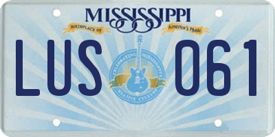 MS license plate LUS061