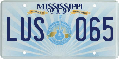MS license plate LUS065