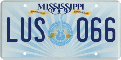 MS license plate LUS066
