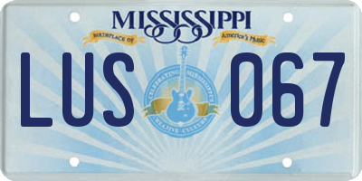 MS license plate LUS067