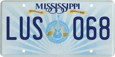 MS license plate LUS068