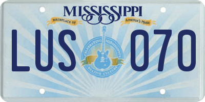 MS license plate LUS070