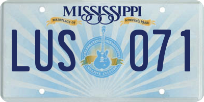 MS license plate LUS071