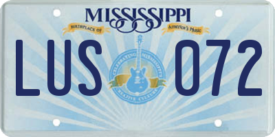 MS license plate LUS072
