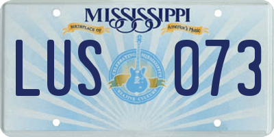 MS license plate LUS073