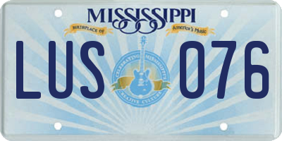MS license plate LUS076