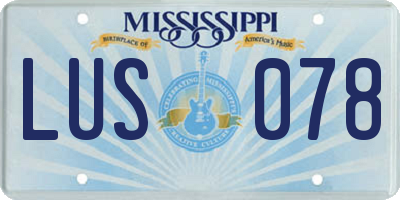 MS license plate LUS078