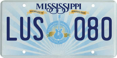 MS license plate LUS080