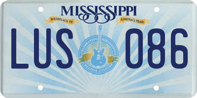 MS license plate LUS086