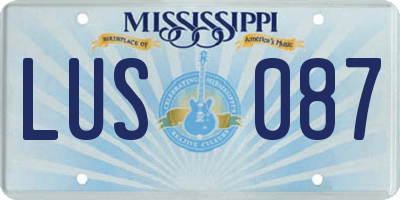 MS license plate LUS087