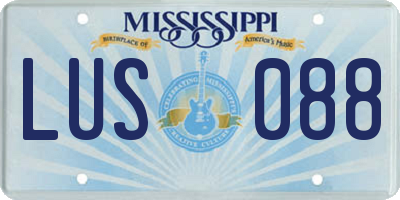 MS license plate LUS088