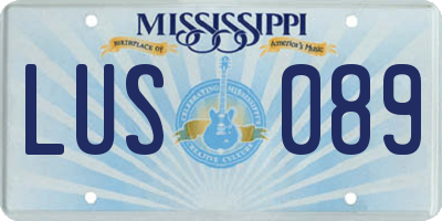 MS license plate LUS089