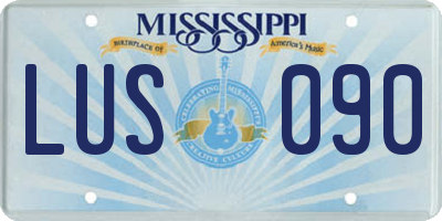MS license plate LUS090