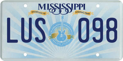 MS license plate LUS098