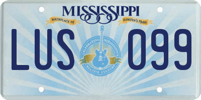 MS license plate LUS099