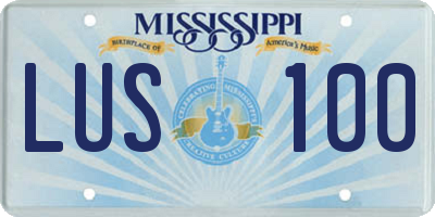 MS license plate LUS100
