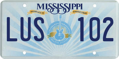 MS license plate LUS102