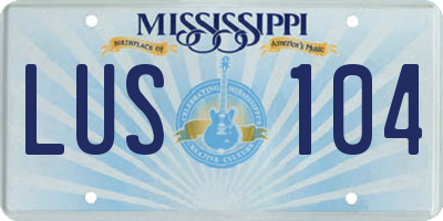 MS license plate LUS104