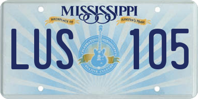 MS license plate LUS105