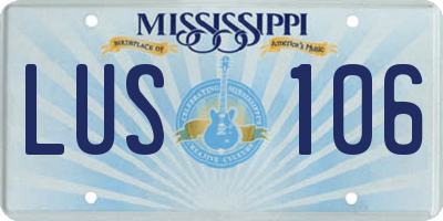 MS license plate LUS106