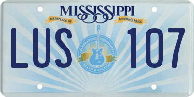 MS license plate LUS107