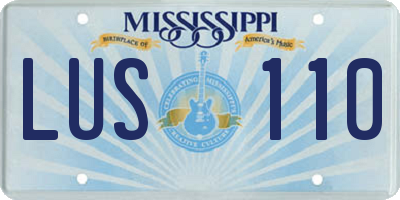 MS license plate LUS110