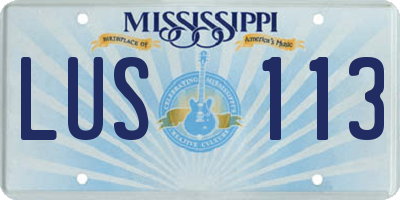 MS license plate LUS113