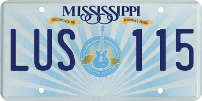 MS license plate LUS115