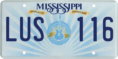 MS license plate LUS116