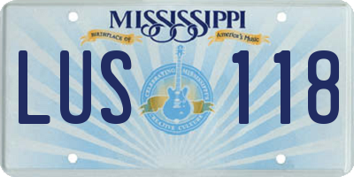 MS license plate LUS118